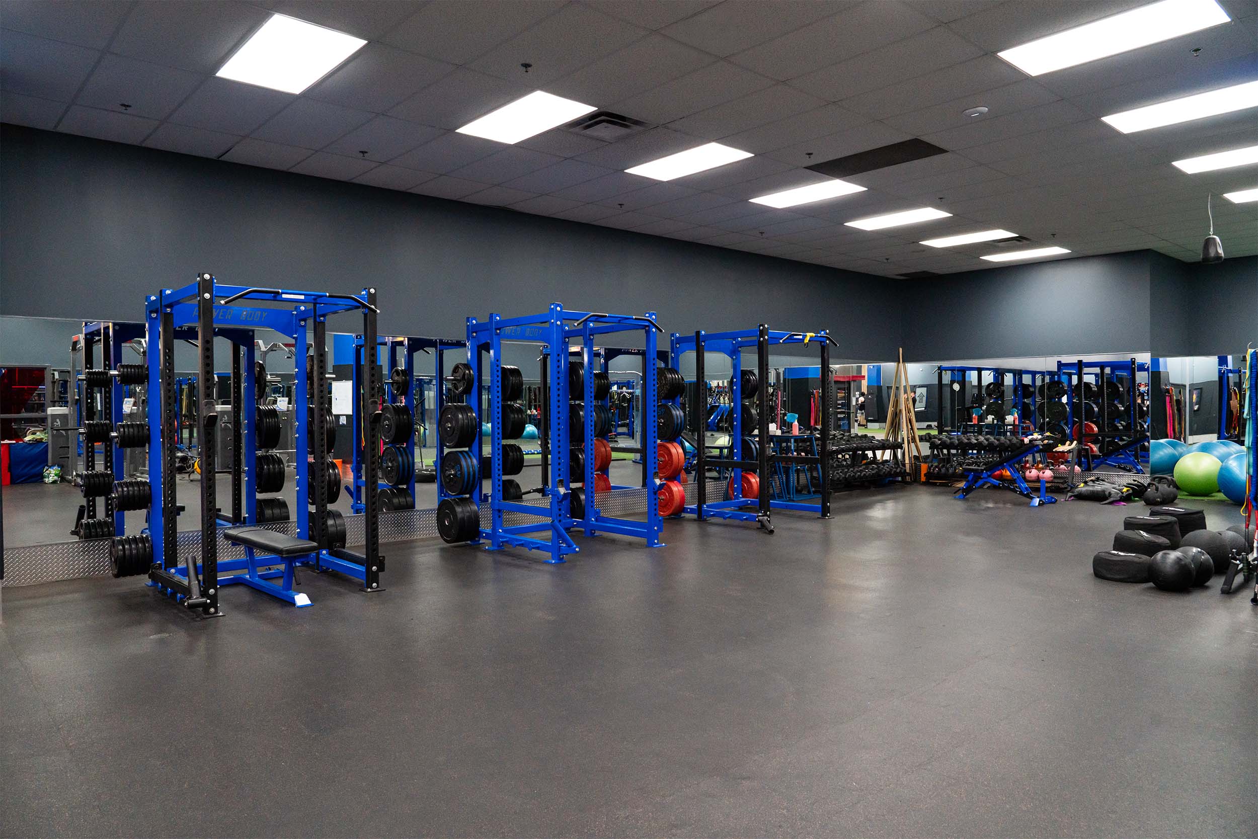 power racks, free weights, sandbags, and more at A Foot Above Fitness